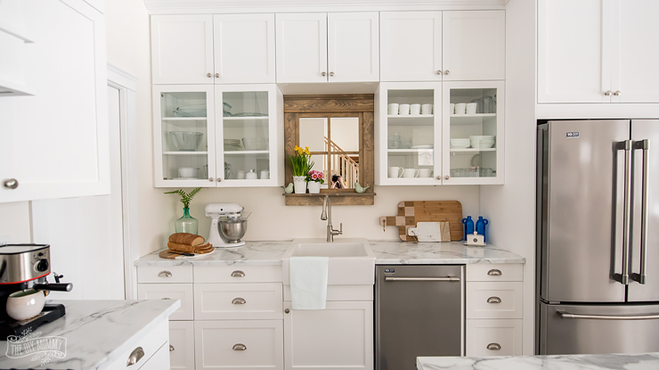 Budget Friendly White and Mint Lake House Kitchen Design