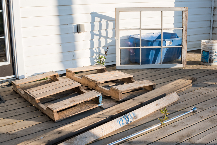 How to make a DIY potting bench out of old pallets, reclaimed wood and an antique window