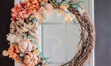Fall Floral Grapevine Wreath in Rose Gold and Copper