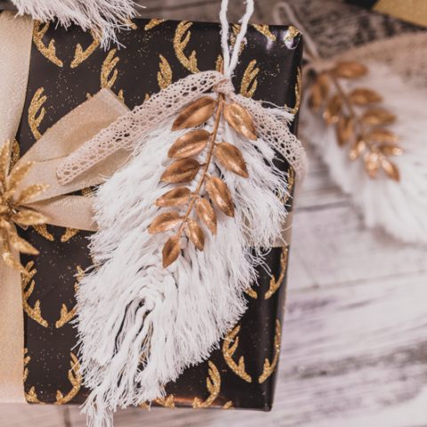 DIY Macrame Feather Christmas Ornament