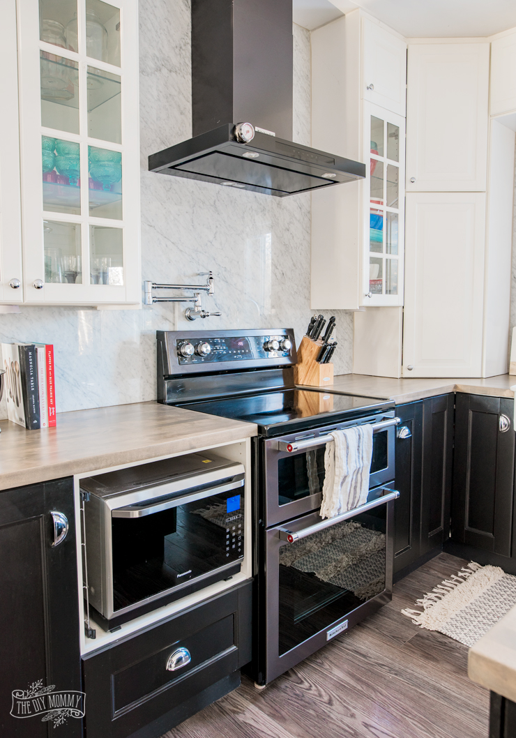 Black Stainless Steel and White Eclectic Vintage Industrial Kitchen Makeover