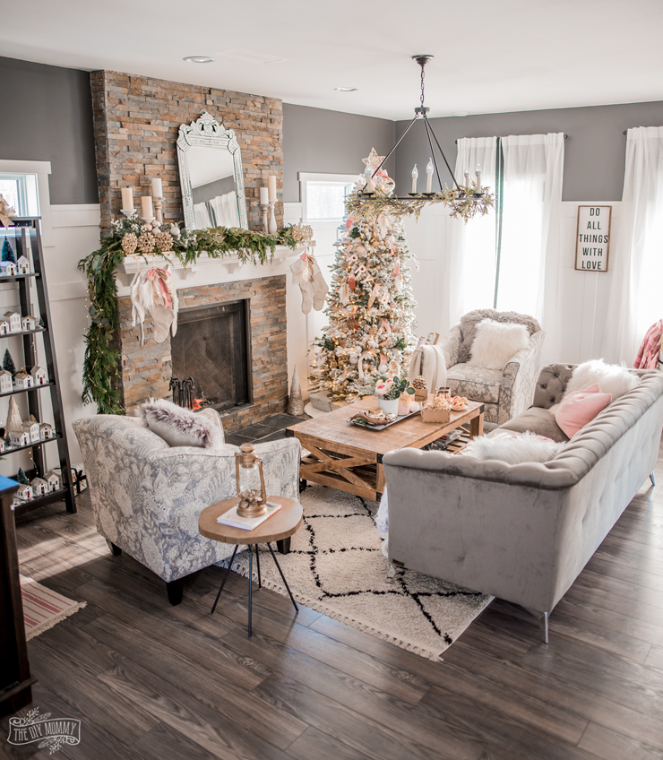 Romantic Glam Christmas Living Room Decor