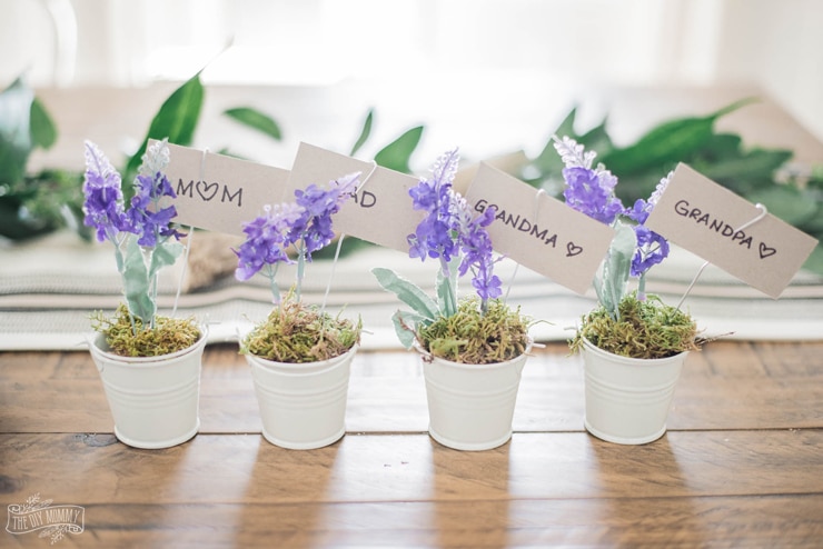 Dollar Store Lavender Place Card Holders for Spring