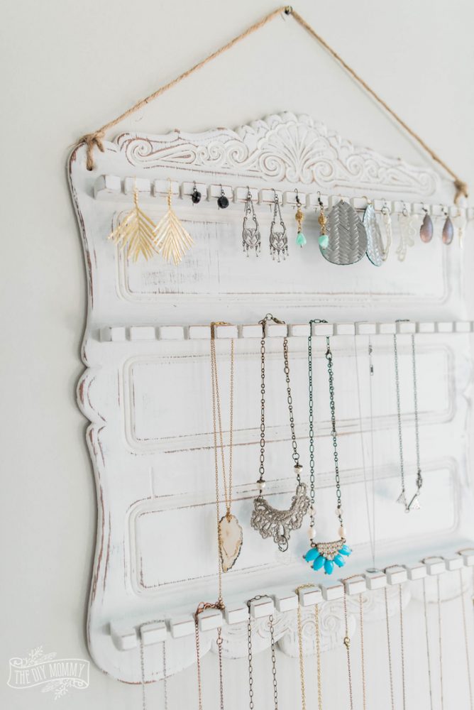 DIY Jewelry Organizer from a $5 Thrifted Spoon Rack