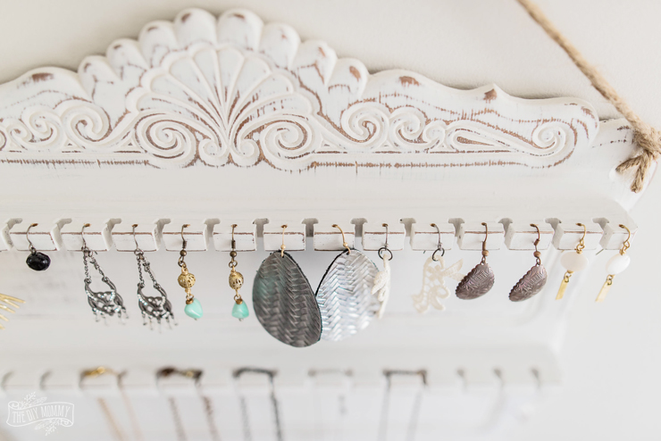 DIY Jewelry Organizer from a $5 Thrifted Spoon Rack
