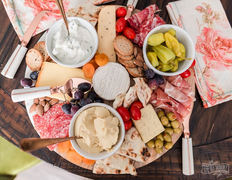 Make a Mediterranean Summer Charcuterie Board with 2 Ingredient Flatbread