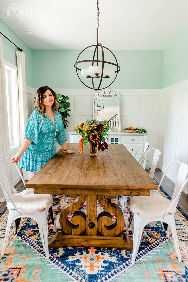 Dining Room Refresh With A Colourful, Teal Dining Room Rug