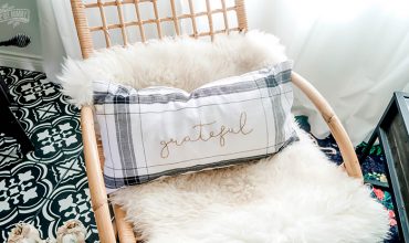 Make an embroidered Fall pillow from Dollar Tree plaid towels