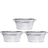 Hosley 3 Pack of Galvanized Oval Planters 8 Inches Long Ideal Gift and Use for Weddings Special Events Parties Outdoor Planters W9