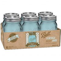 Ball Jar Heritage Collection Pint Jars with Lids and Bands, Blue, Set of 6