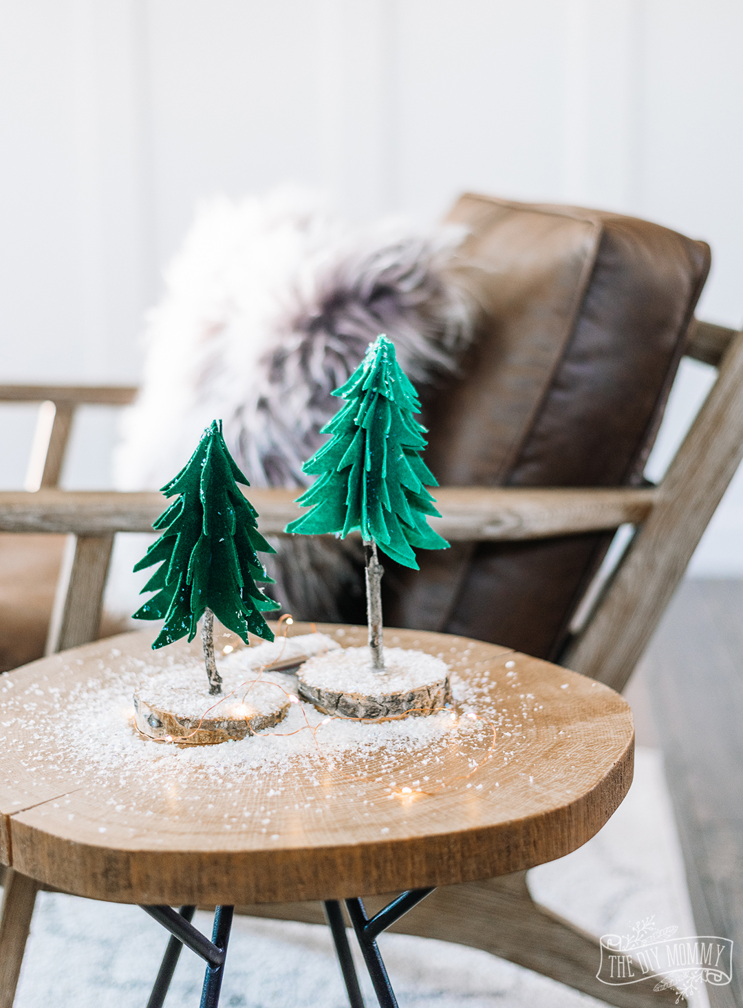 Make Rustic Felt & Wood Trees for Winter & Christmas Decor