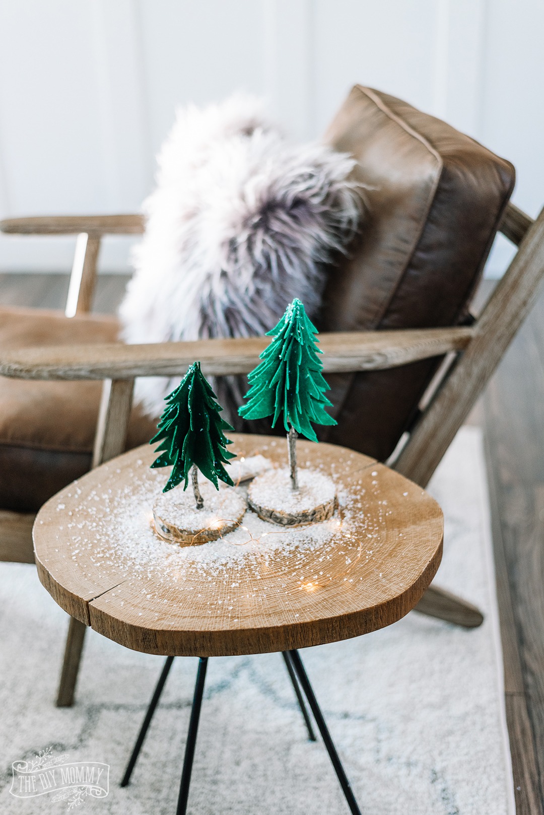 Make Rustic Felt & Wood Trees for Winter & Christmas Decor