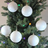 Sleetly Christmas Ornaments, White Snowball, 3.15 inch, Set of 12
