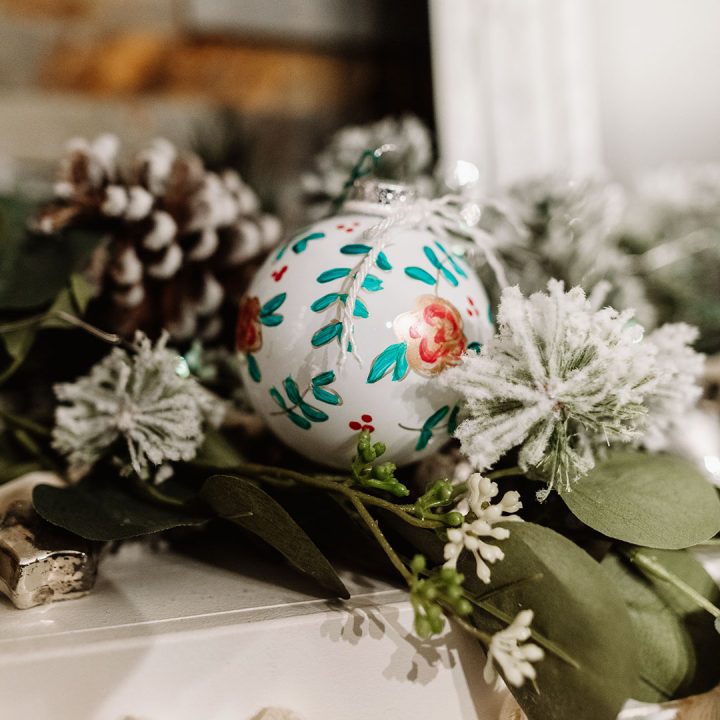 How to make a DIY hand painted floral Christmas ornament - Anthropologie inspired
