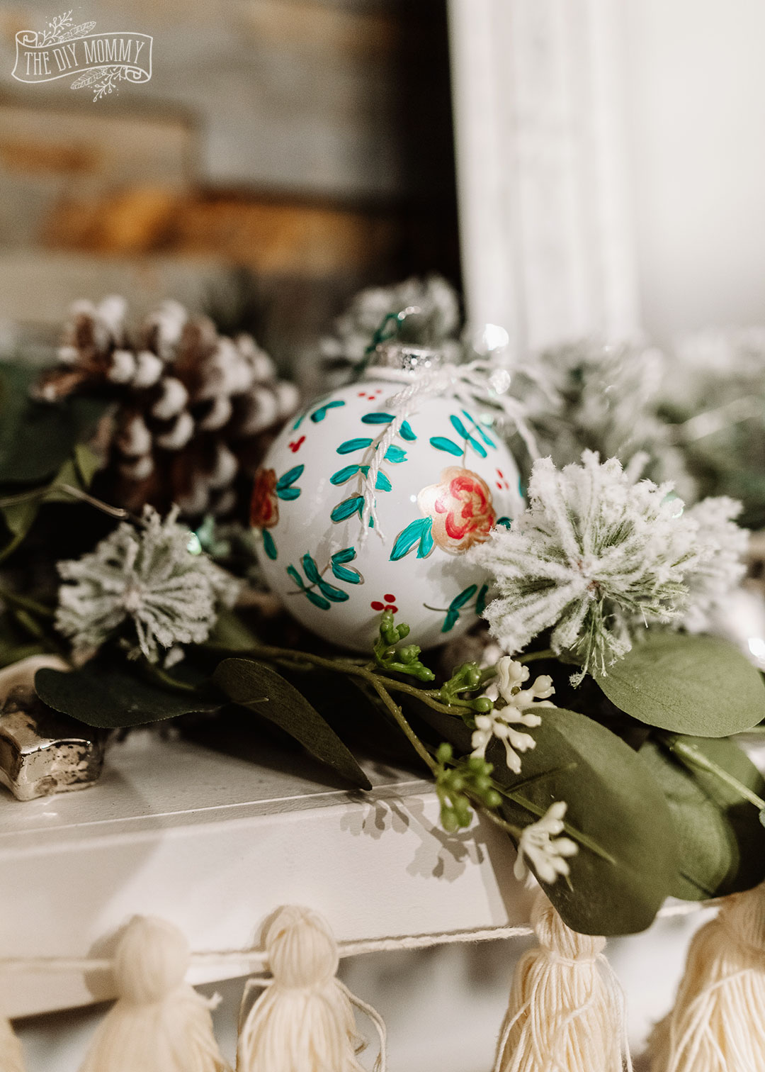 DIY Hand Painted Floral Christmas Ornament