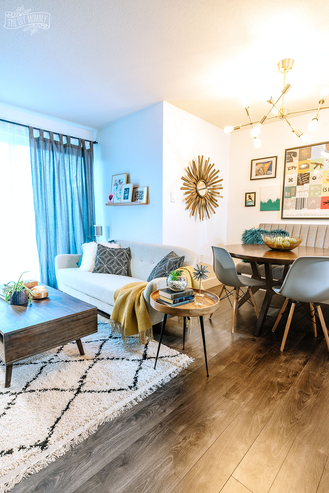 Colorful Midcentury Modern Small Condo Makeover