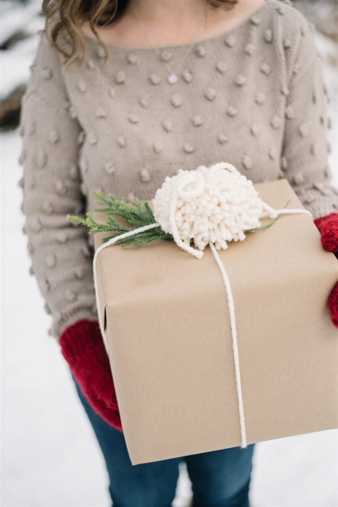 Brown Paper & Pom Pom Gift Wrapping Ideas | The DIY Mommy
