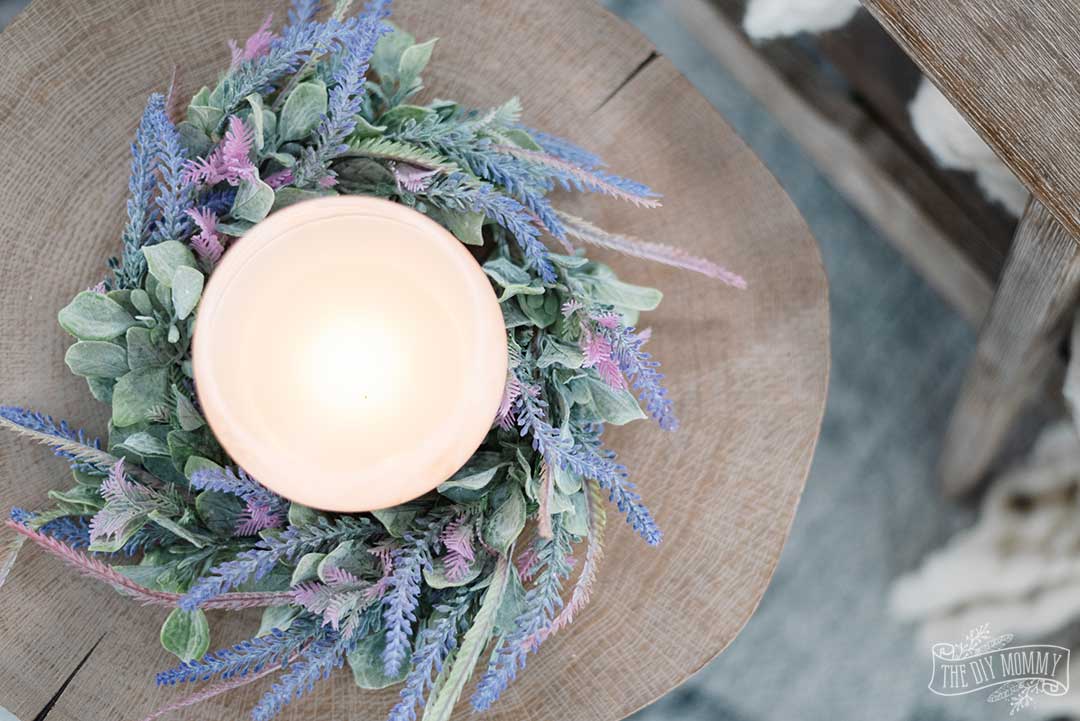 DIY Dollar Tree Lavender Candle Wreath