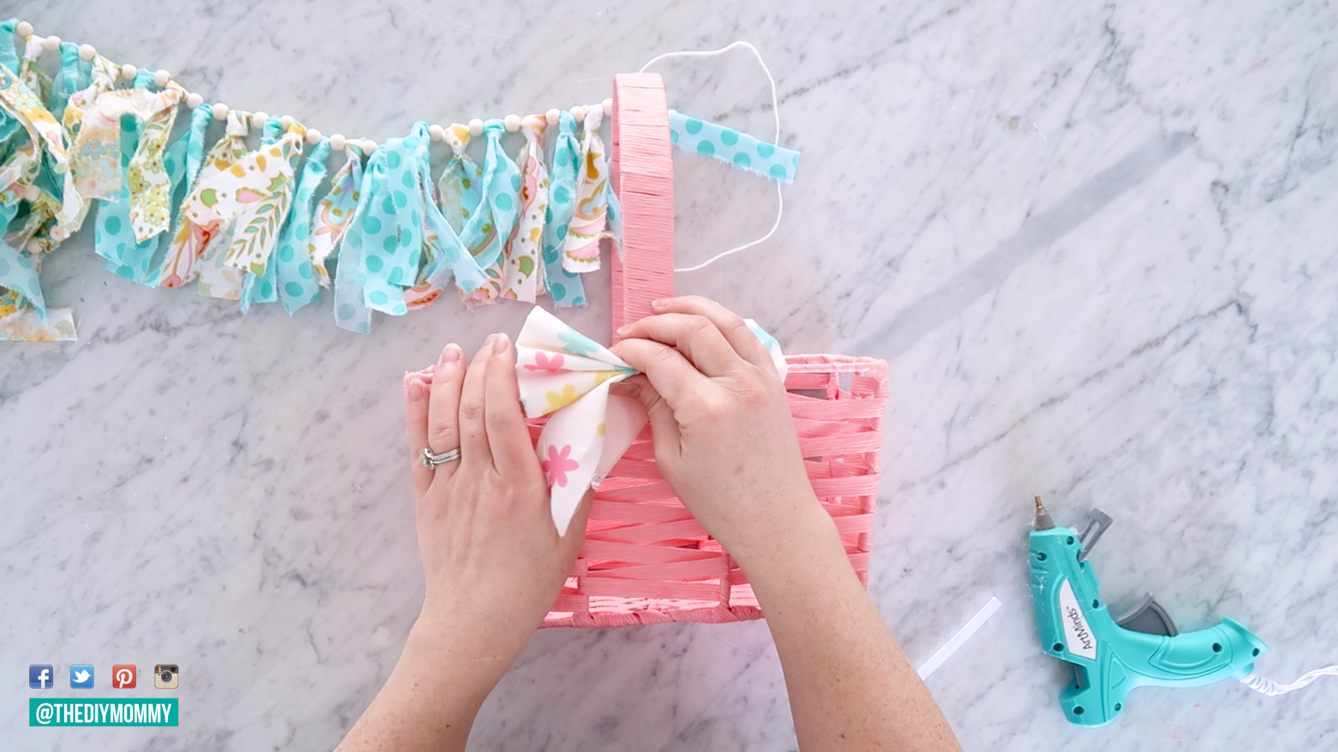 Learn how to make a DIY scrap fabric garland to decorate an Easter basket or use as wall decor