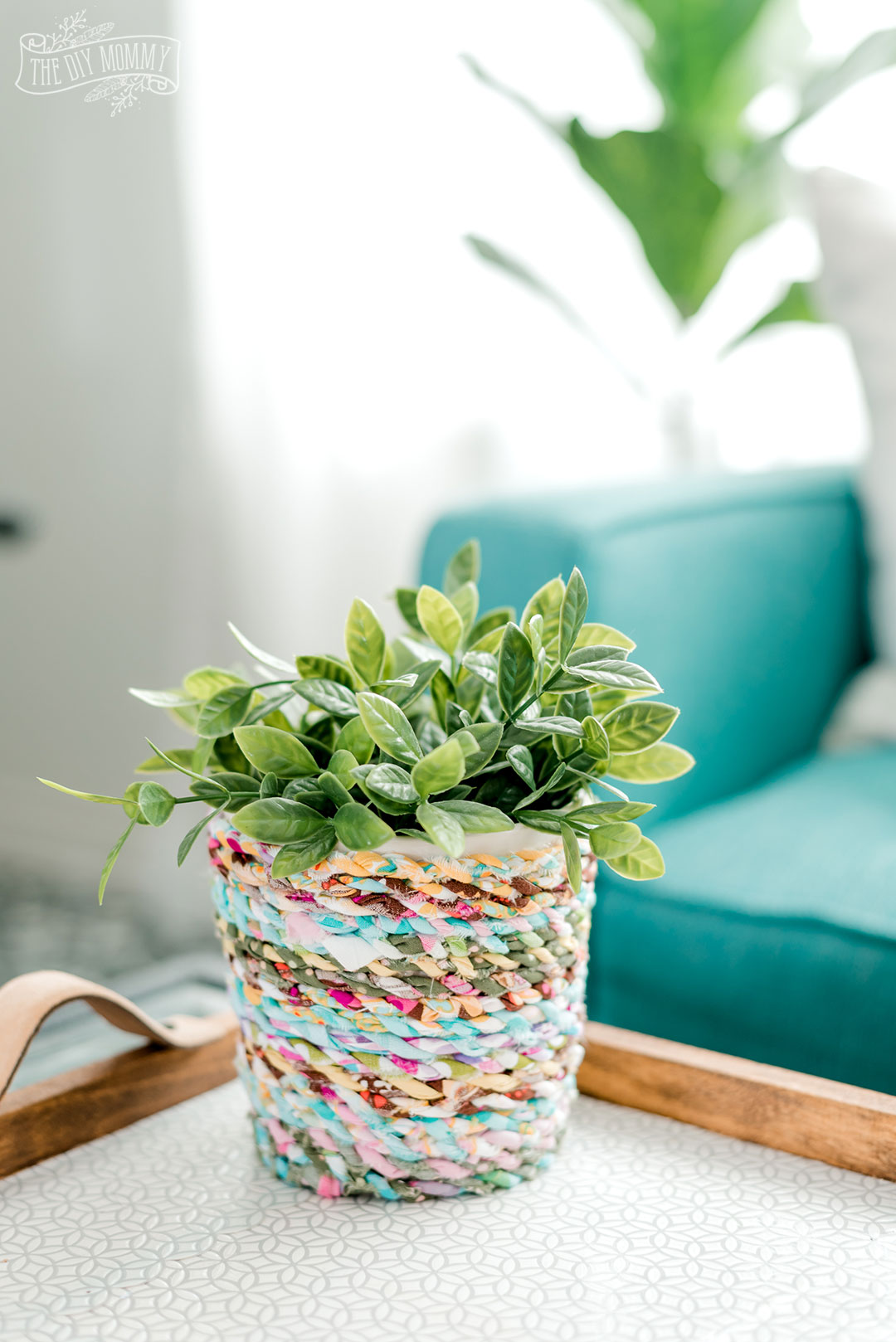 DIY Boho Inspired Flower Pot from Scrap Fabric Twine