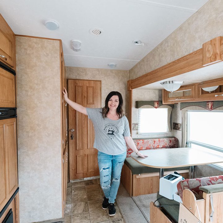 Install Vinyl Plank Flooring in an RV with a Pull Out | Our DIY Camper 2.0  | The DIY Mommy