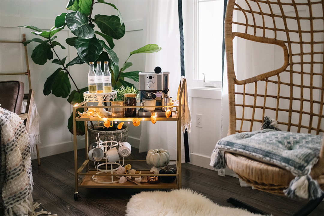 How to make a cozy coffee station at home with an Amazon bar cart