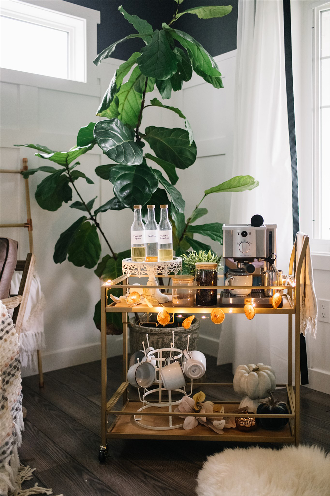How to make a cozy coffee station at home with an Amazon bar cart