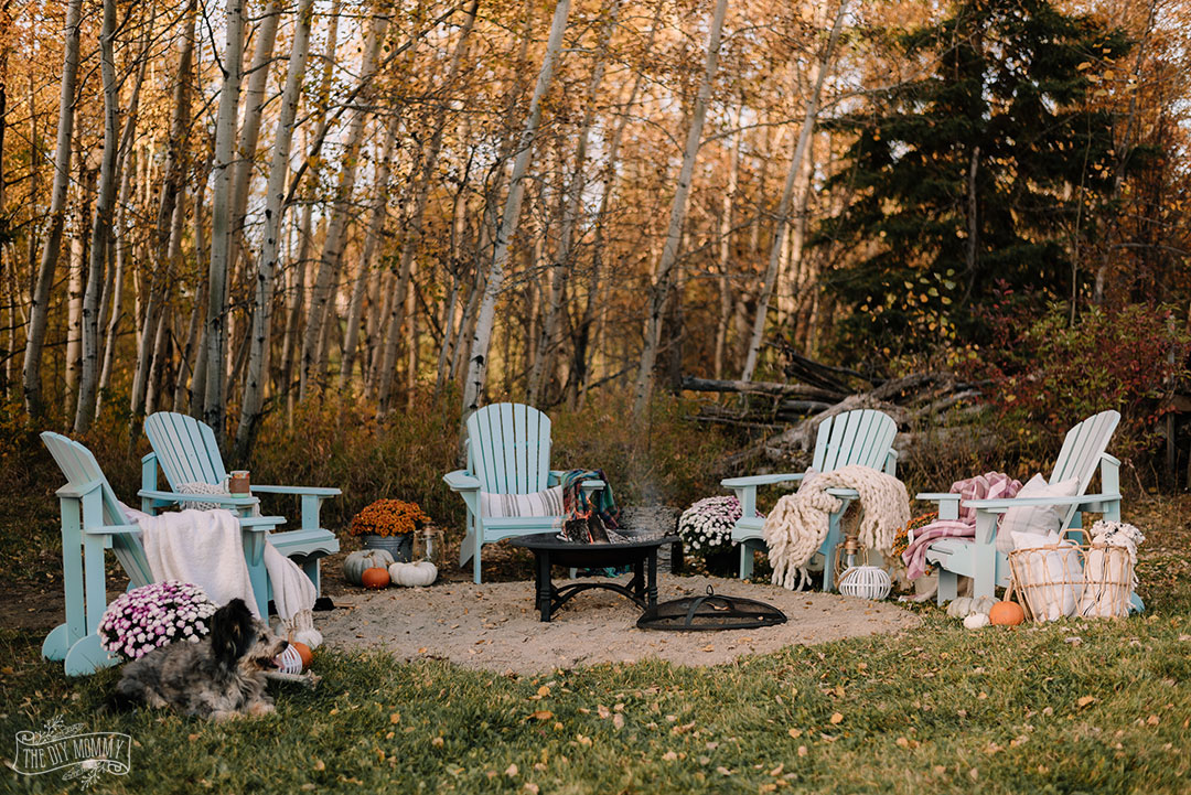 Cozy Fall Fire Pit Area On A Budget, Cozy Fire Pit
