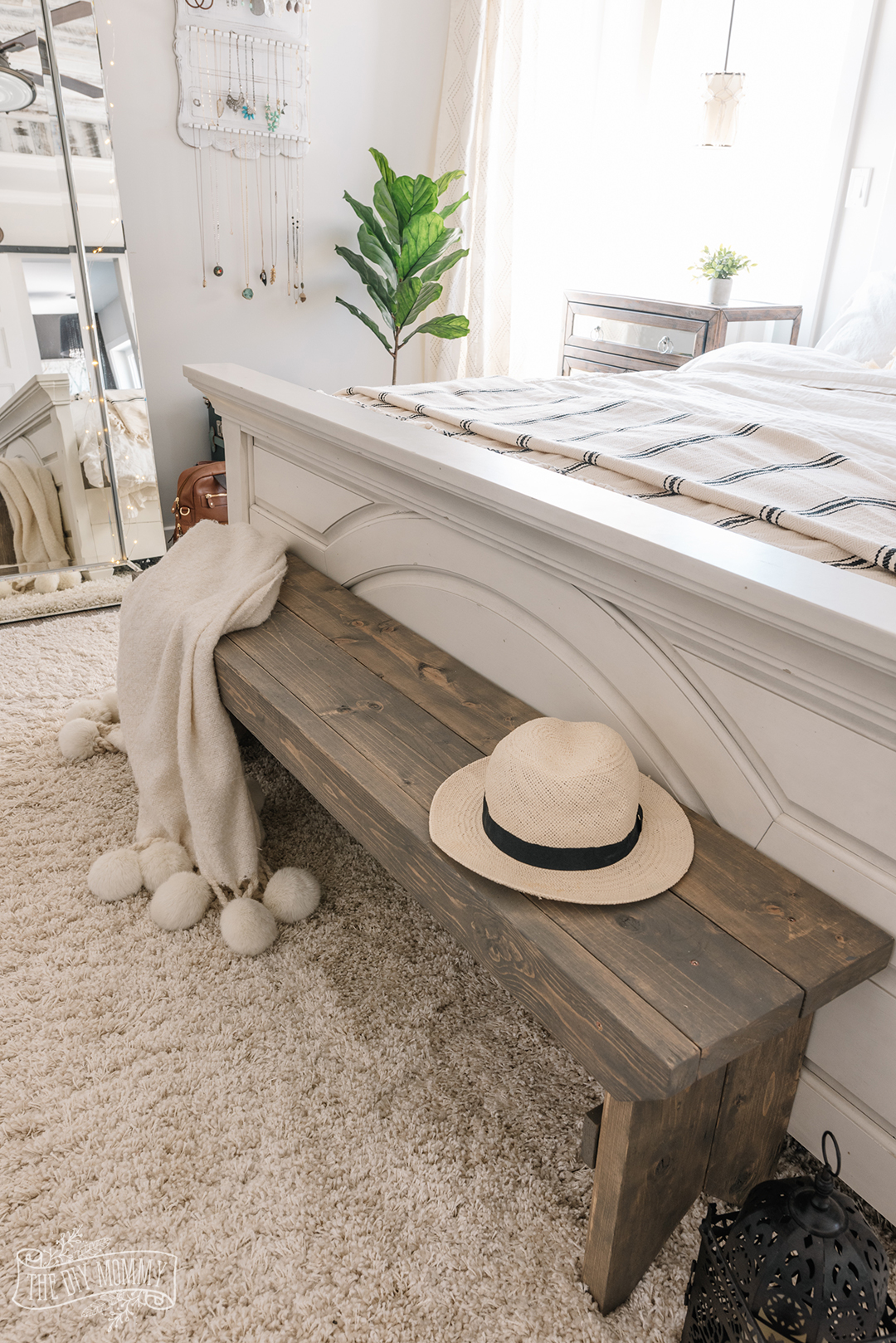 a rustic looking bench made with reclaimed wood makes for great Mother's Day gift ideas