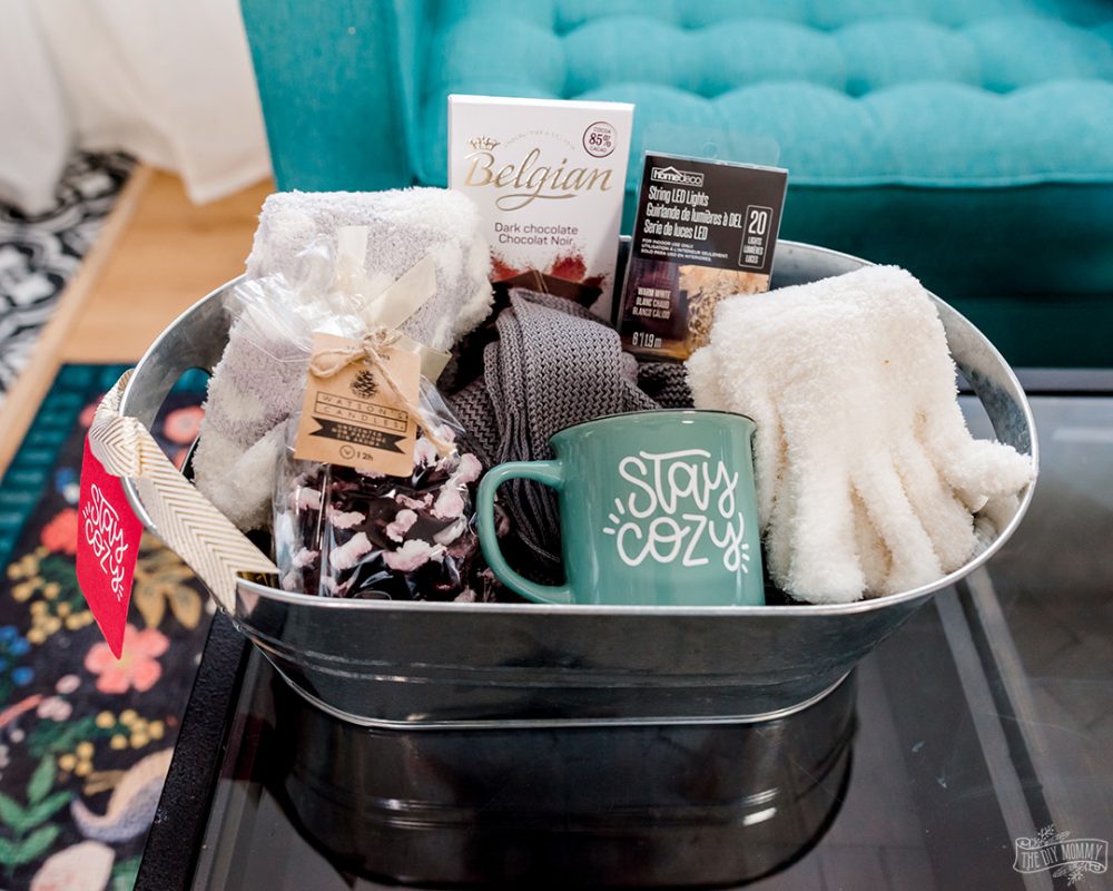 Use dollar store items to create beautiful, themed gift baskets. Personalize them with a Cricut for a finishing touch!