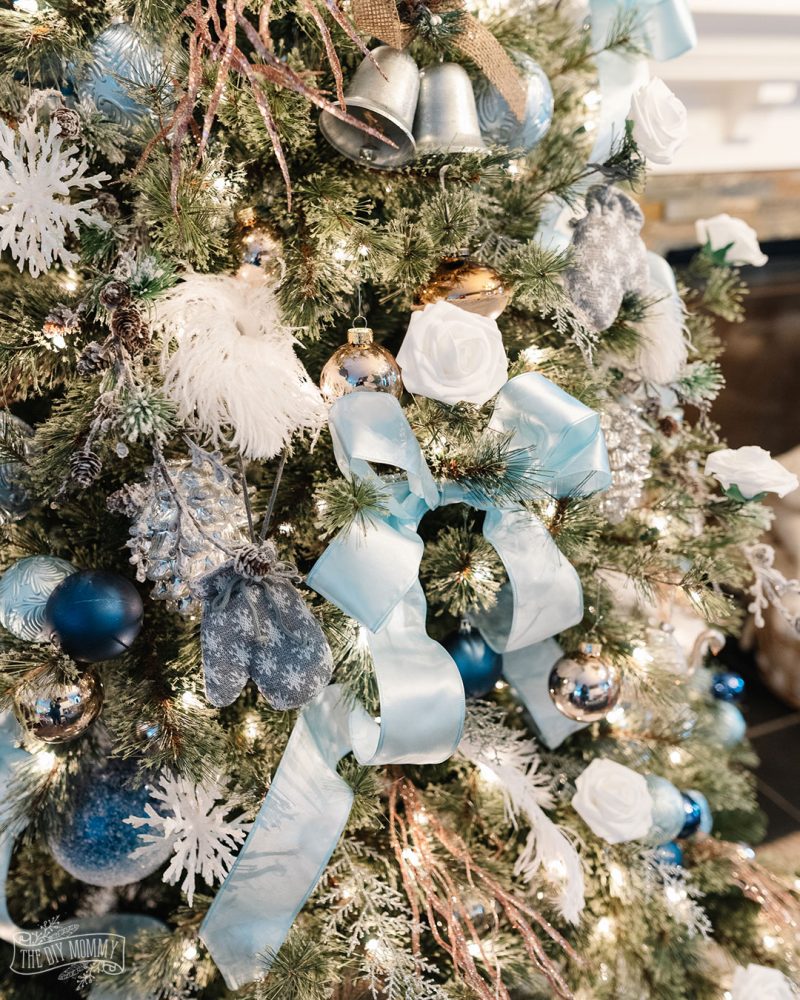 Favorite Things inspired Christmas Tree in blues, silvers and rose gold