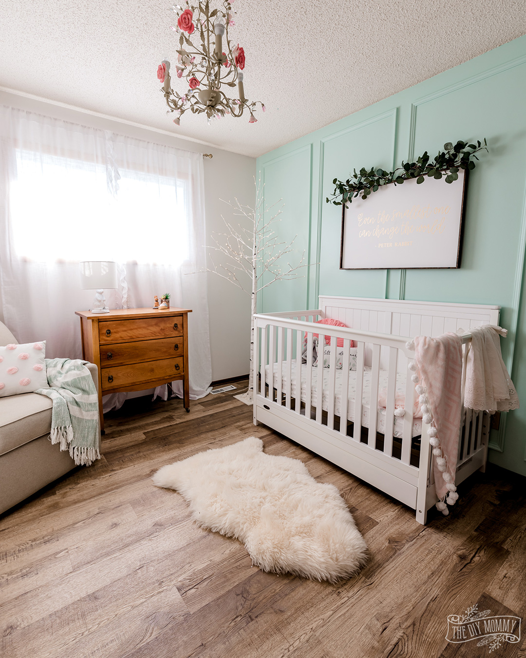 Traditional Mint Green, Pink and White Nursery Decor Ideas