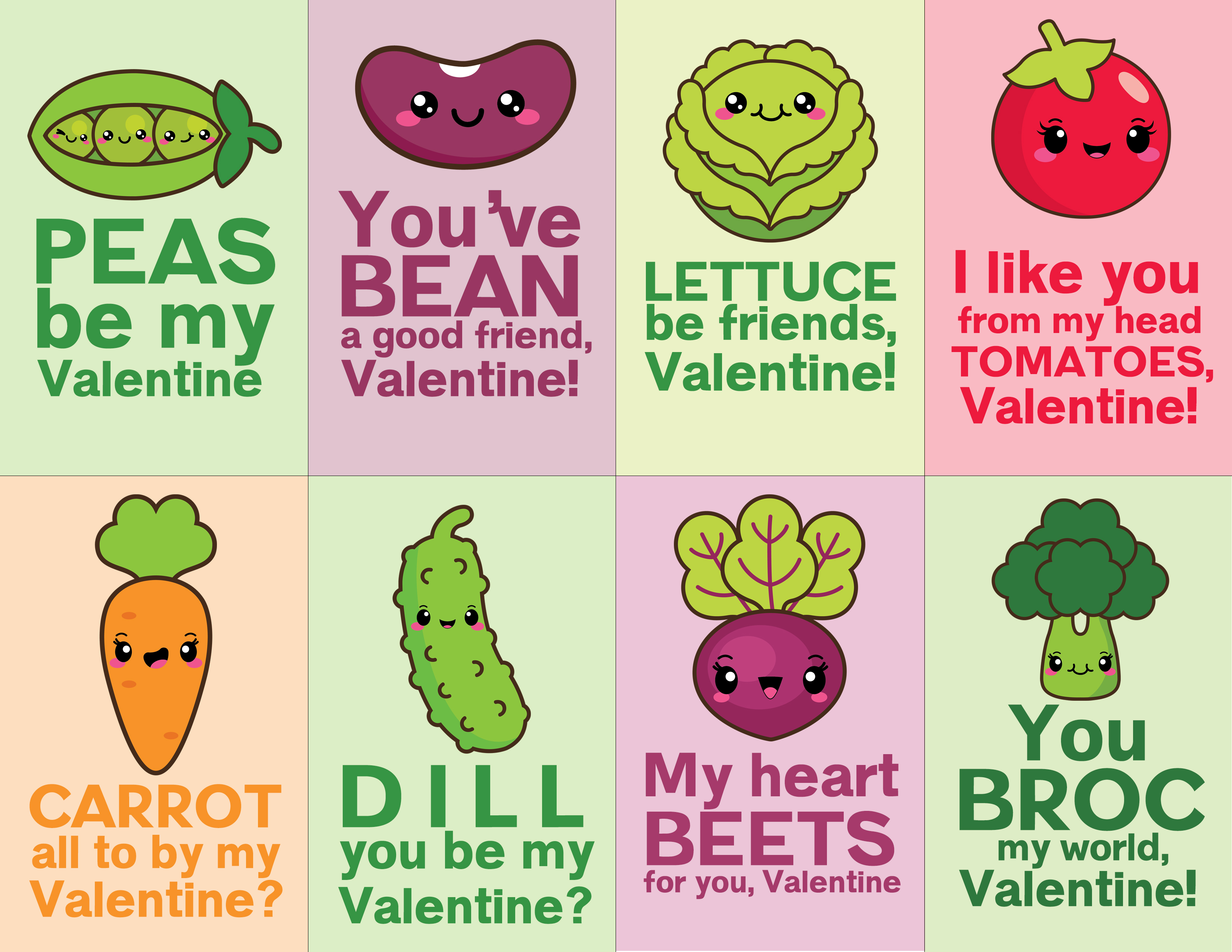 Silly Veggie Puns Free Printable Valentines | The DIY Mommy