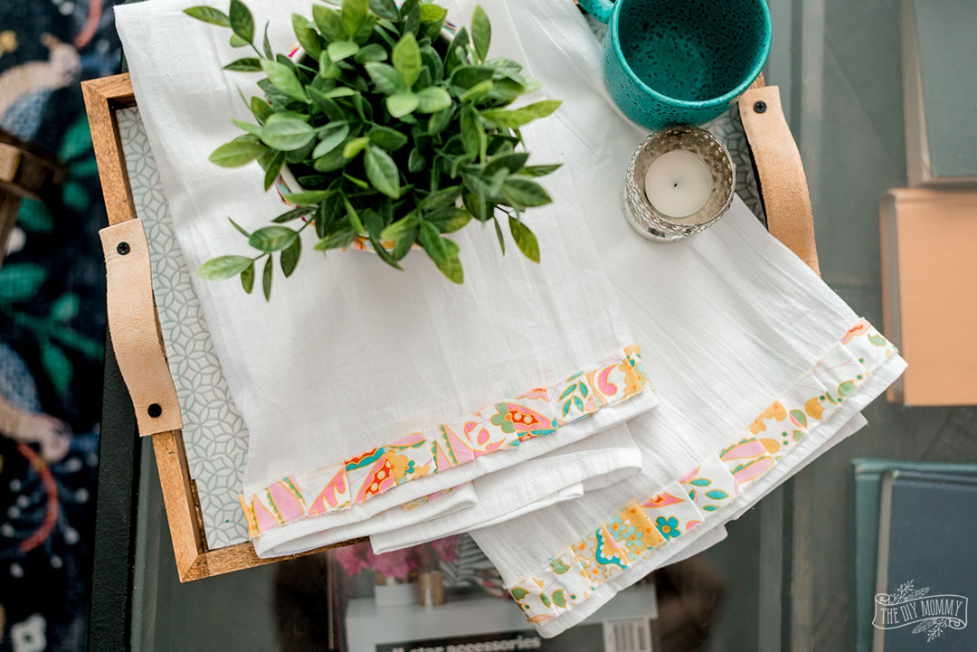 Create these adorable ruffled tea towels out of fabric scraps. No sewing required!