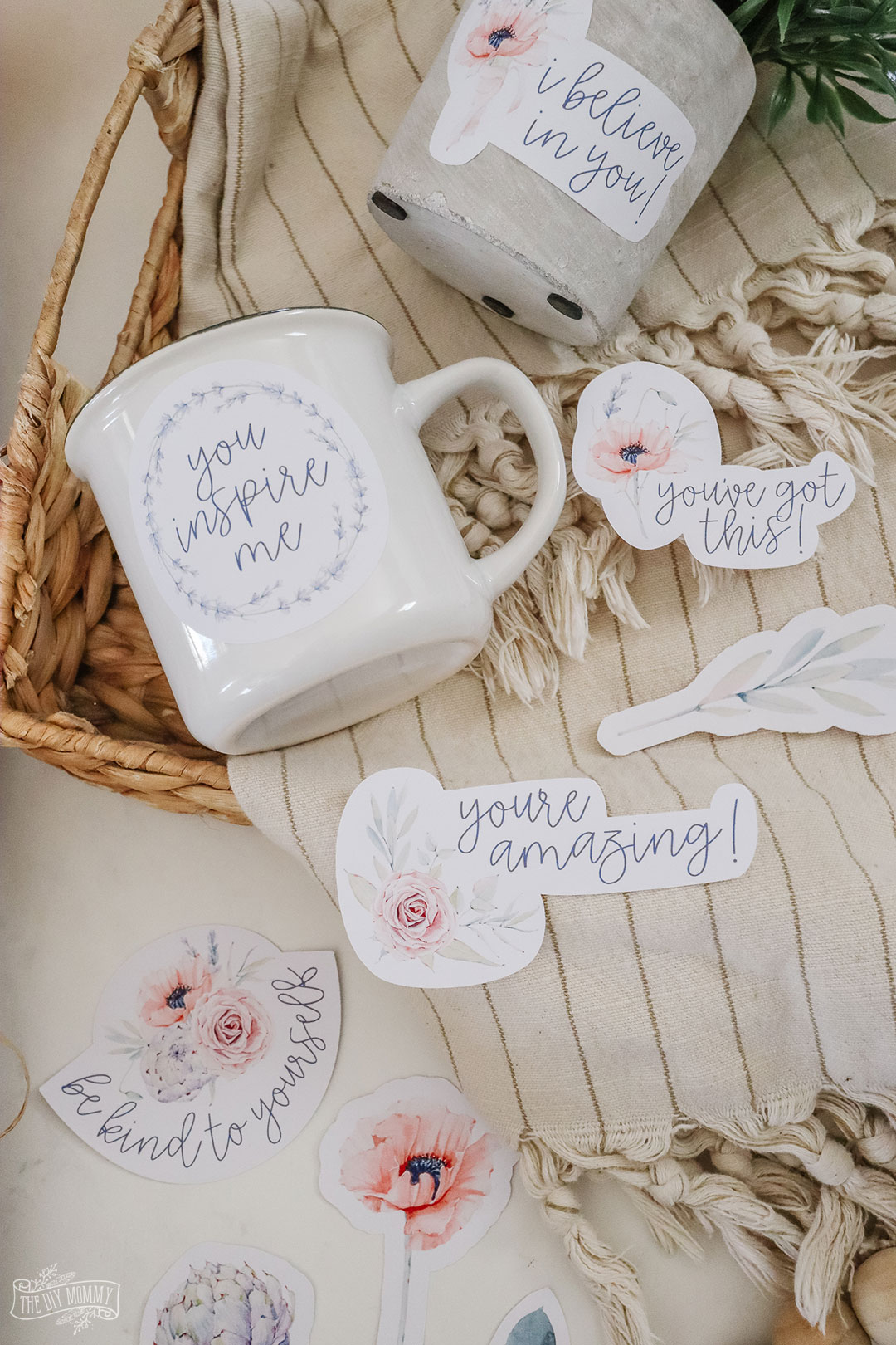 Learn how to make stickers with Cricut (or without!) and get free floral encouragement stickers to print and cut at home.