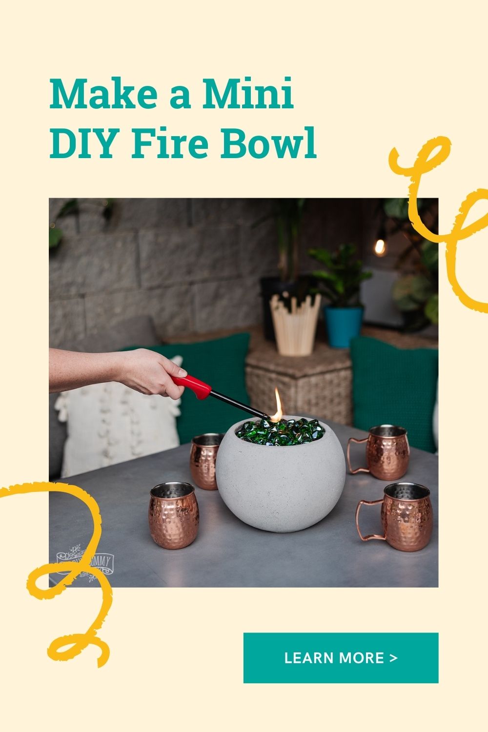 Learn how to make a mini DIY fire bowl with this simple tutorial. A perfect tabletop accent for your patio!