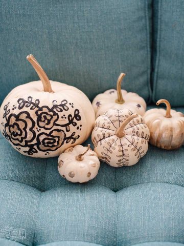 Black and gold painted pumpkins