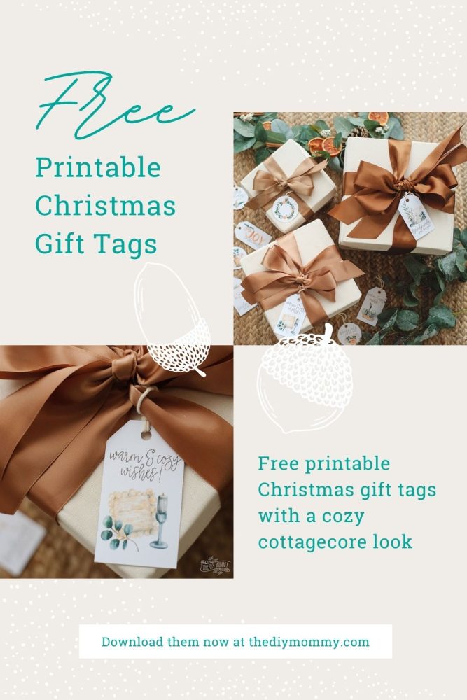 Looking for some free printable Christmas gift tags? You might just LOVE these ones! They feature cozy images and subtle shades of green and neutral tones to complement any nature-inspired, Cottagecore Christmas.