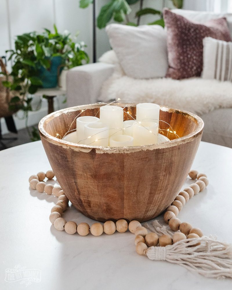 How to make a DIY centerpiece from a thrifted wooden bowl