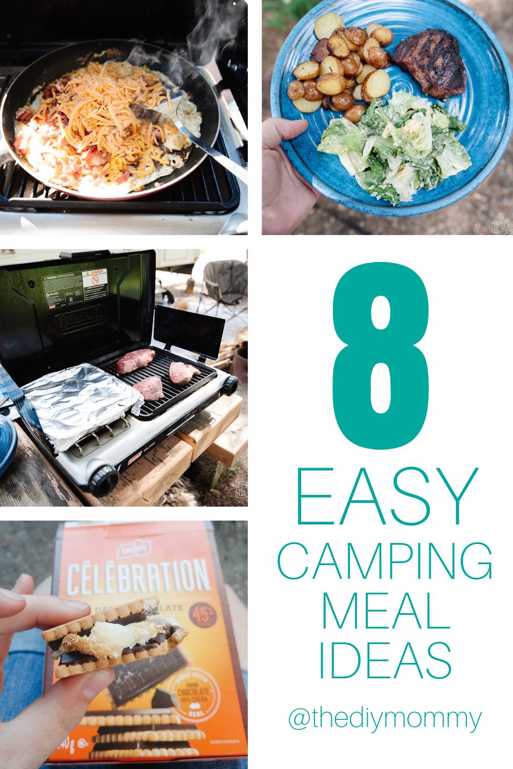 Simple camping food ideas, meal plan, grocery list and tips to have an enjoyable camping trip!