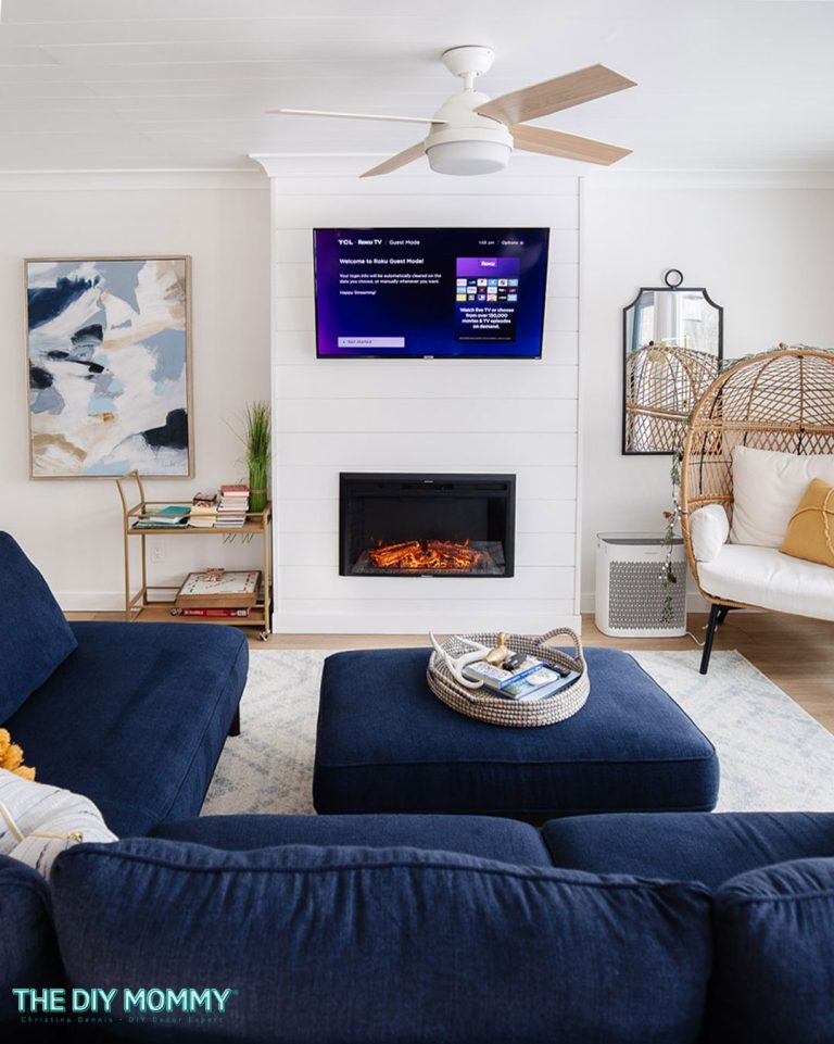 How to make a DIY Electric Fireplace and TV Wall
