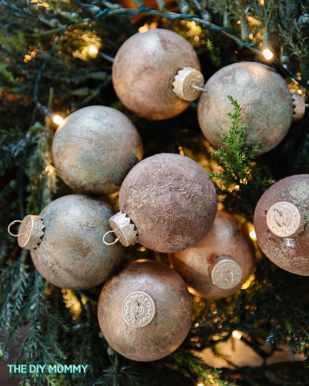DIY Rustic Textured Christmas Ball Ornaments