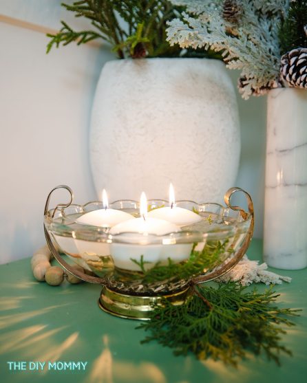 Floating Candles Centerpiece Idea from Thrift Store Bowl