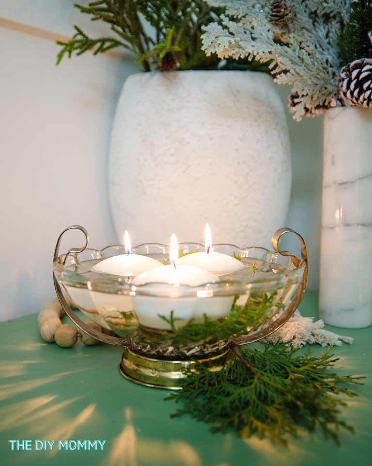 Floating Candles Centerpiece Idea from a Thrift Store Bowl