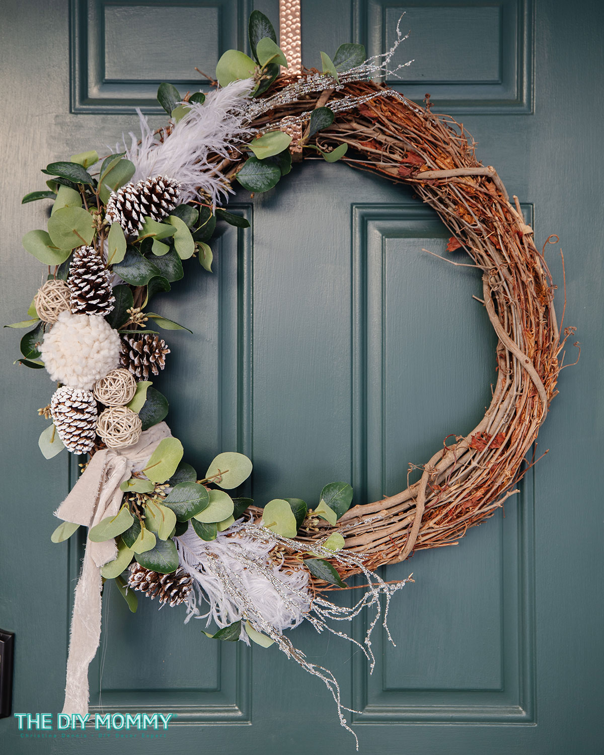 DIY January Wreath with a Grapevine Base
